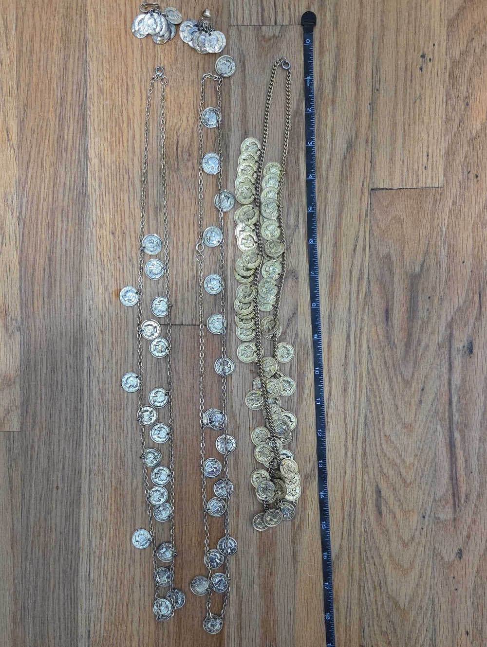 Coin Charm Layered Necklaces And Clip Earrings